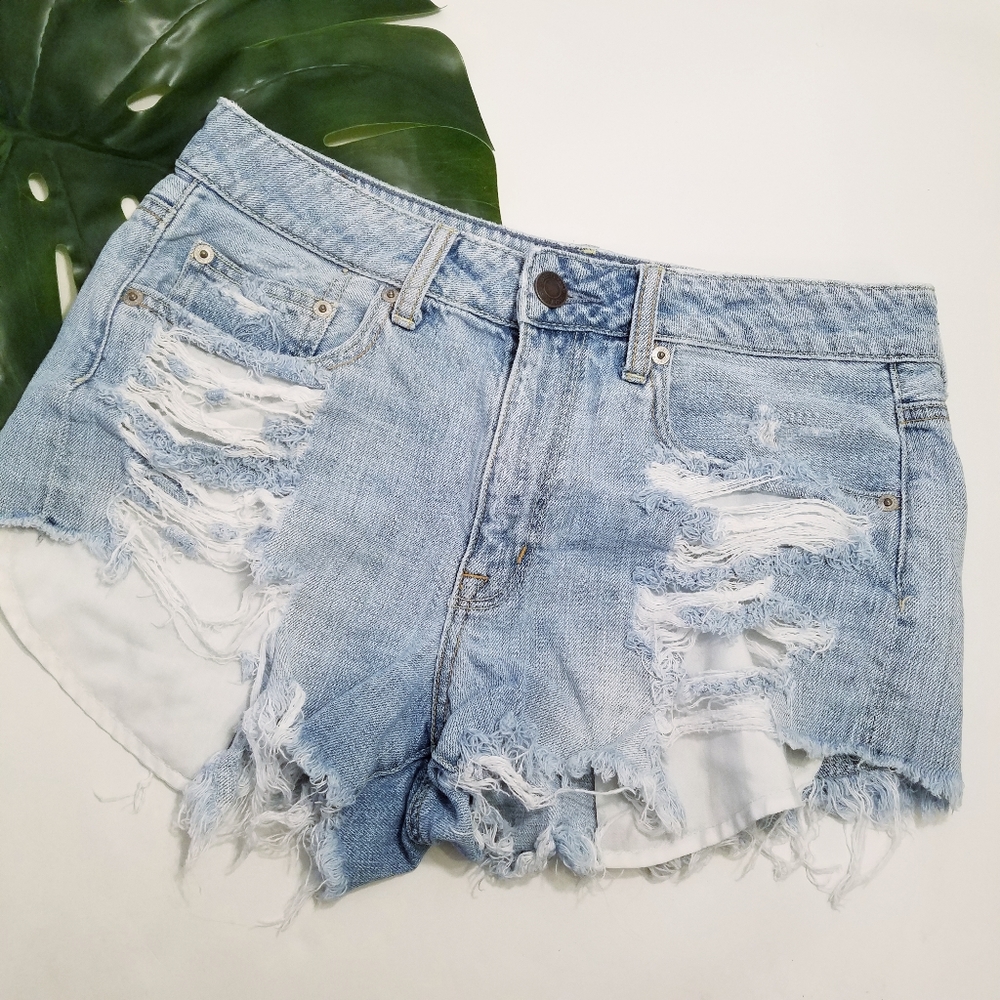 American Eagle Hi-Rise Festival Distressed Jean Shorts Size 8